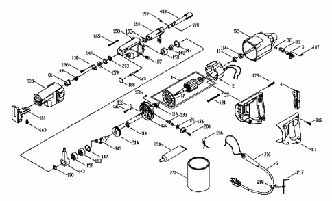 Fig-0 Diagram and Parts List for 739 Type-1 Porter Cable Sander Grinder